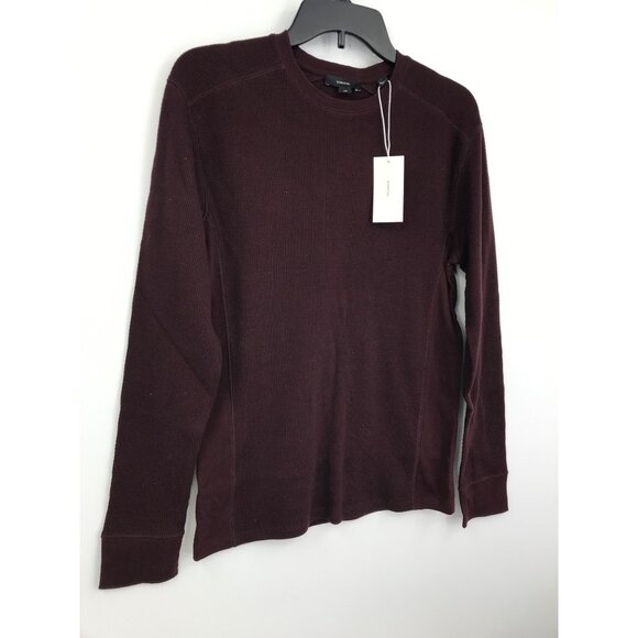 Vince Mens Pima Cotton Thermal Waffle Knit Long Sleeve Shirt Burgundy Small NEW - Picture 3 of 7